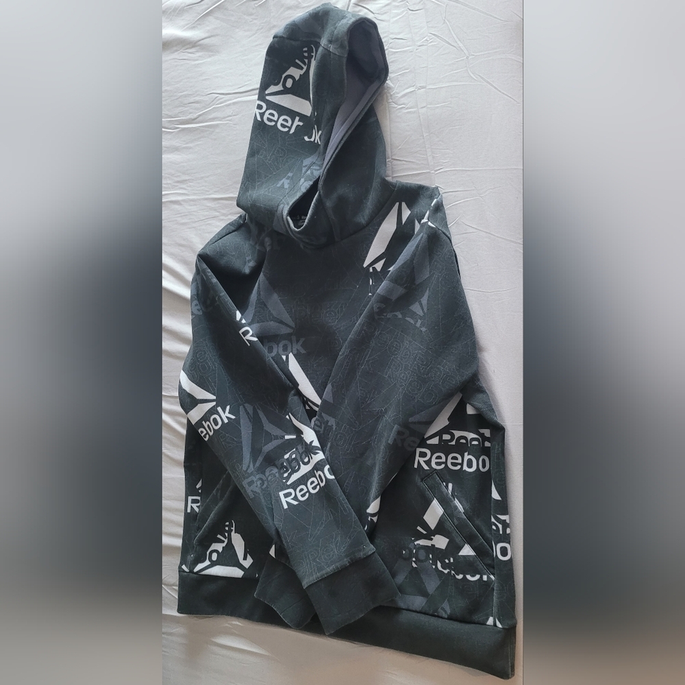 Reebok Charcoal and White Graphic Hoodie